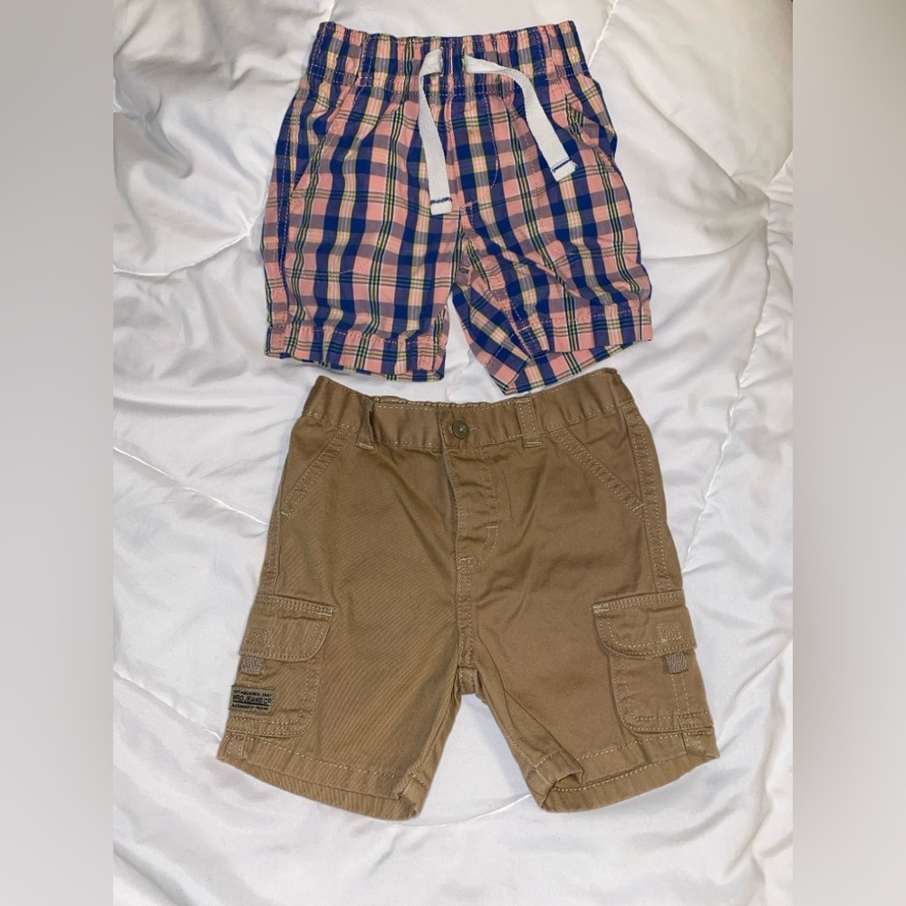 Plaid and Tan Kids Shorts Set